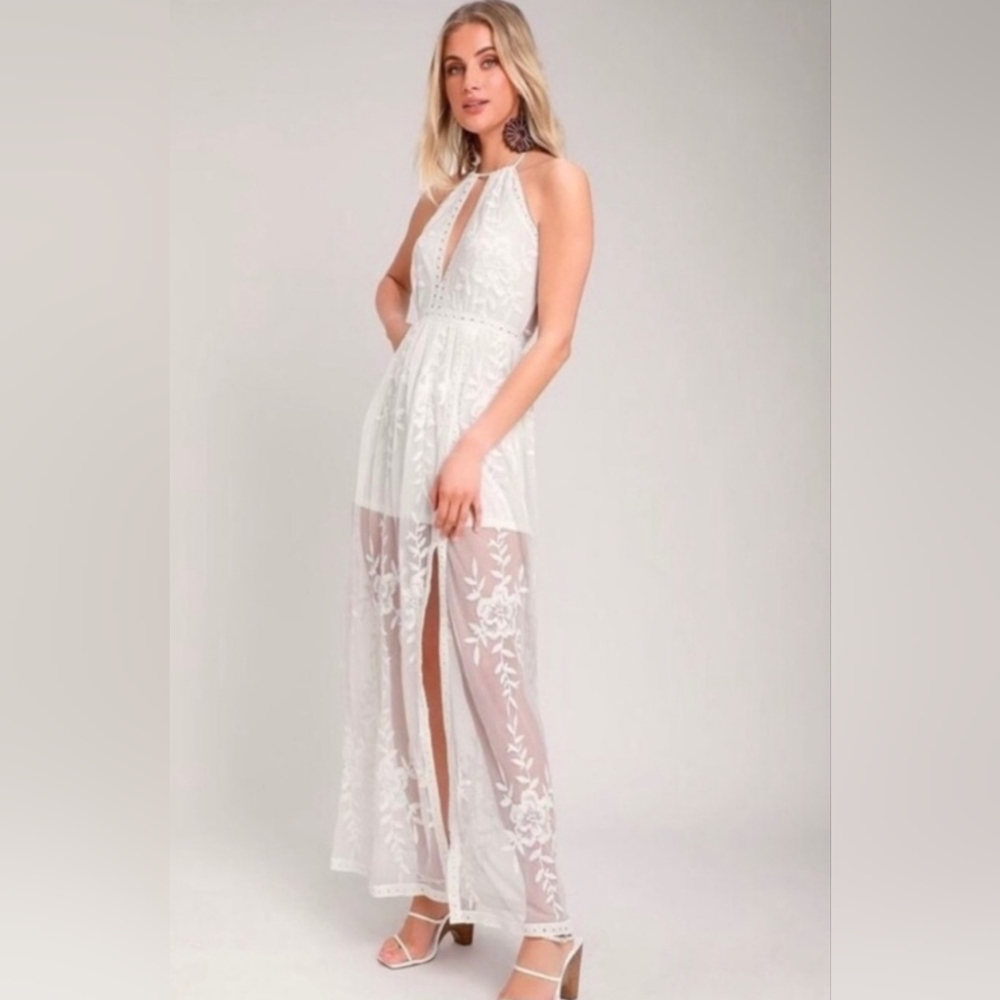 Honey Punch White Sheer Lace Maxi Dress - 💥Host Pick - Picture 1 of 4